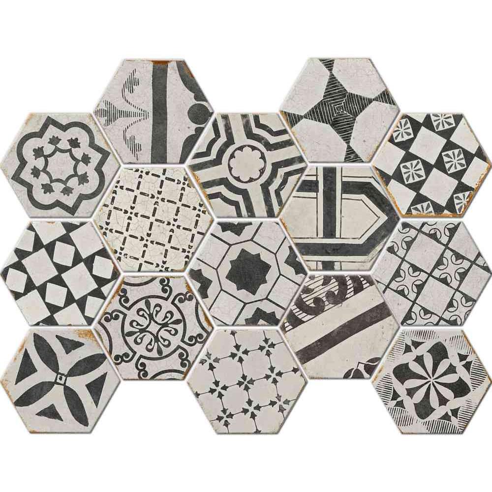 fekete mintas kismeretu hatszogletu vintage padlolap hexa hexagon csempe jarolap fagyallo nappali konyha furdoszoba terasz cementlap hatasu lameridiana konyha csempek.jpg